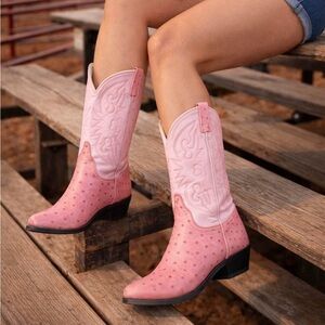 Women's Pink Western Cowboy Boots - Stylish Leather Cowboy Boots
